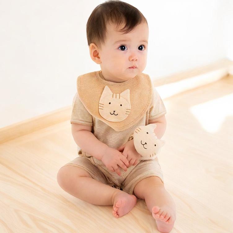 Baby Bib – Cat (brown) - 0
