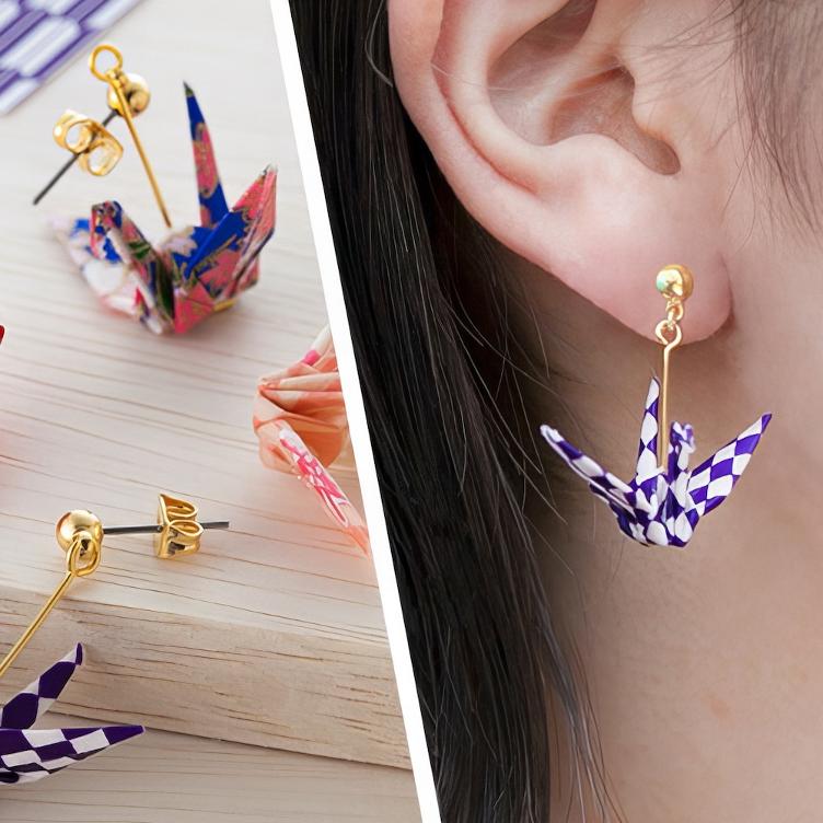 Crane Earrings - Fuji Sakura - 0