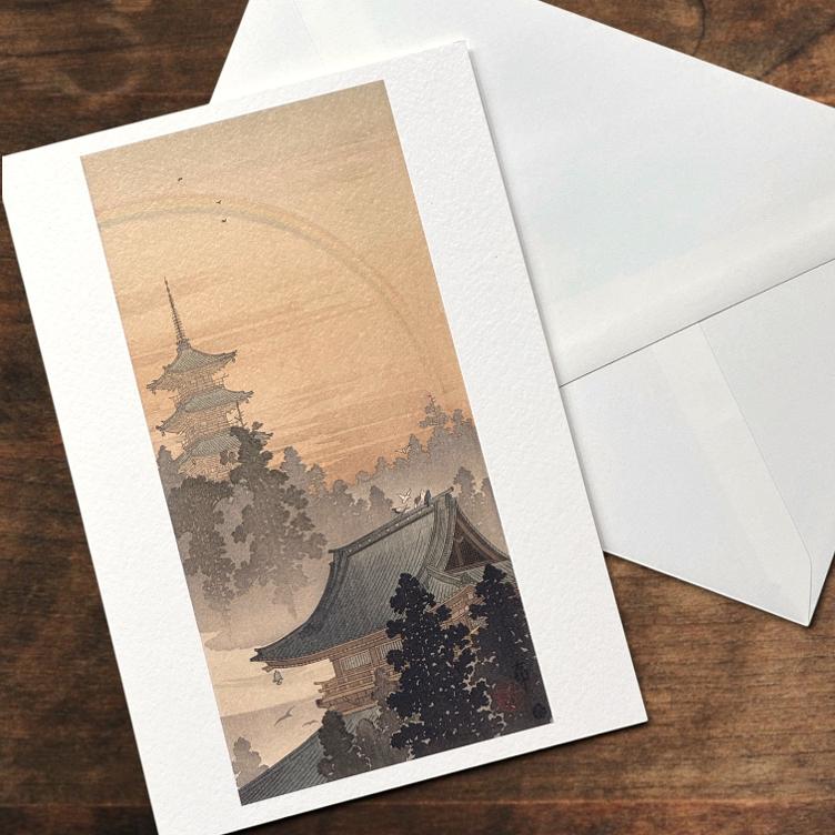 Faltkarte – Pagode mit Regenbogen