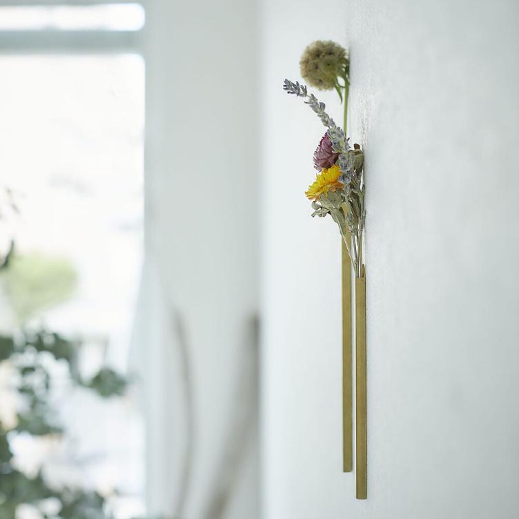 Wall flower vase - brass - 0