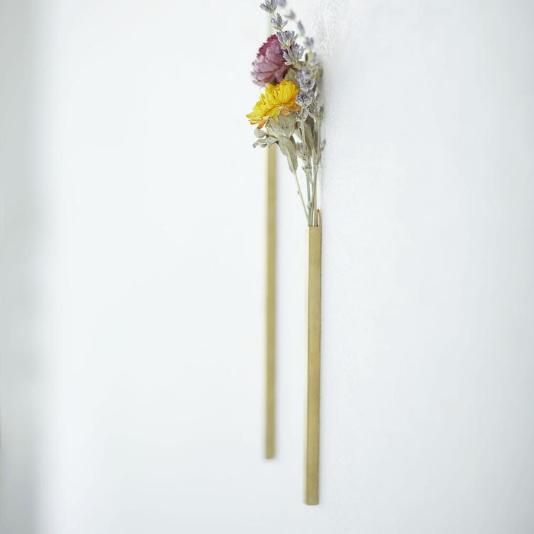 Wall flower vase - brass - 3