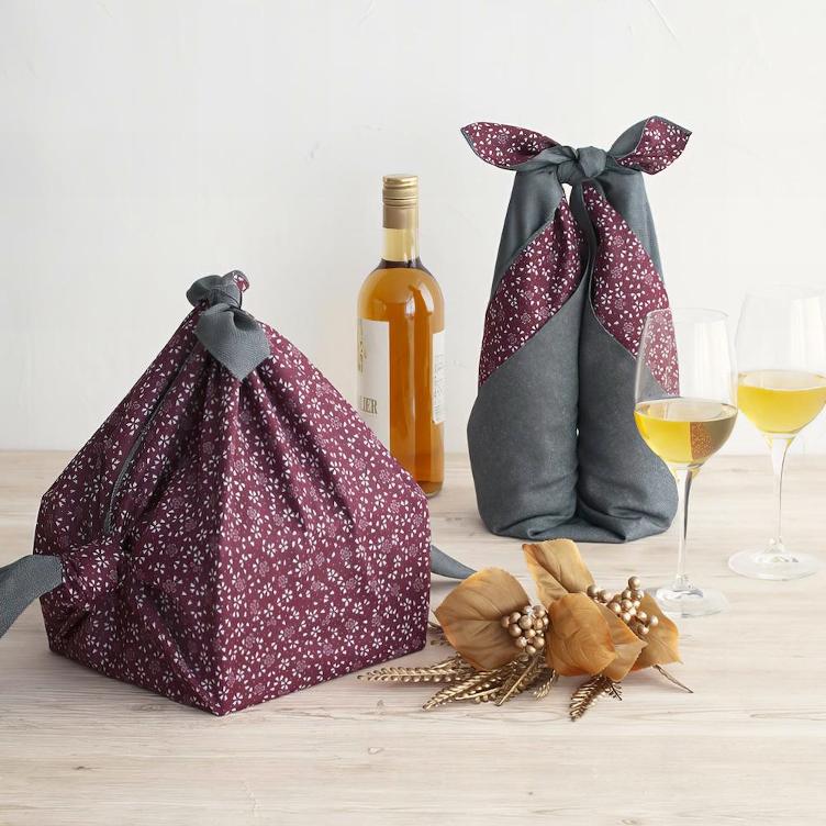 Furoshiki Amunzen – grün / bordeaux - 1