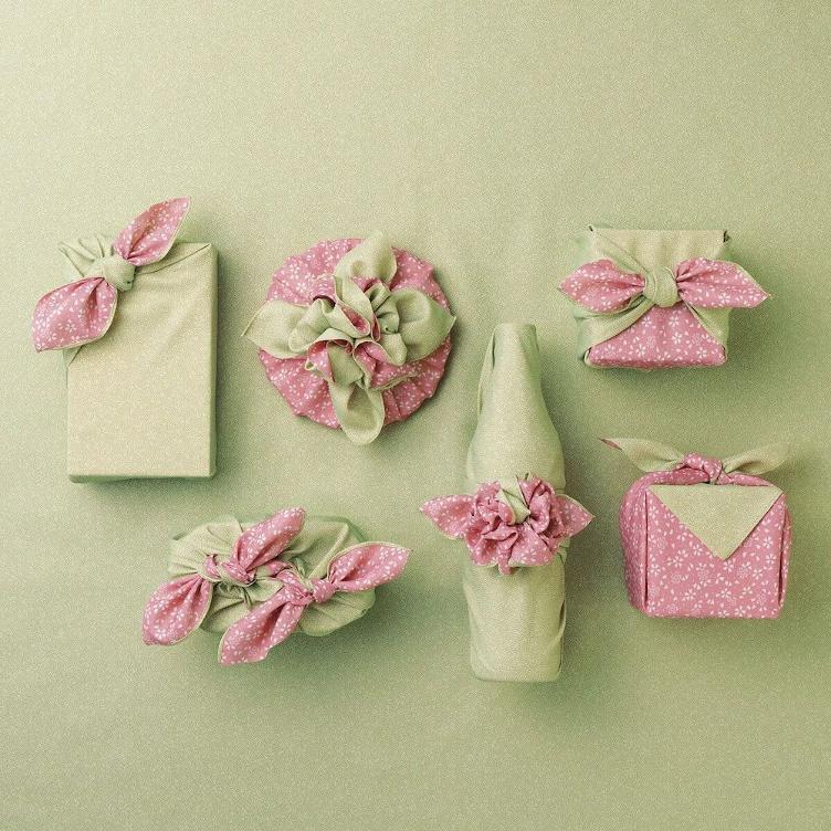 Furoshiki Amunzen – light green / pink - 0