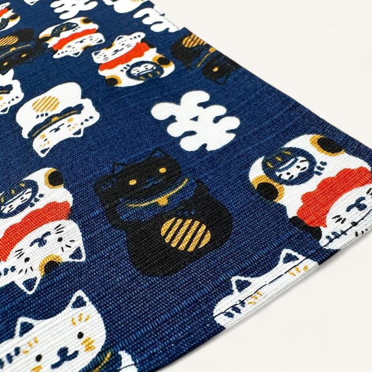 Furoshiki 50 cm – Manekineko blue - 0