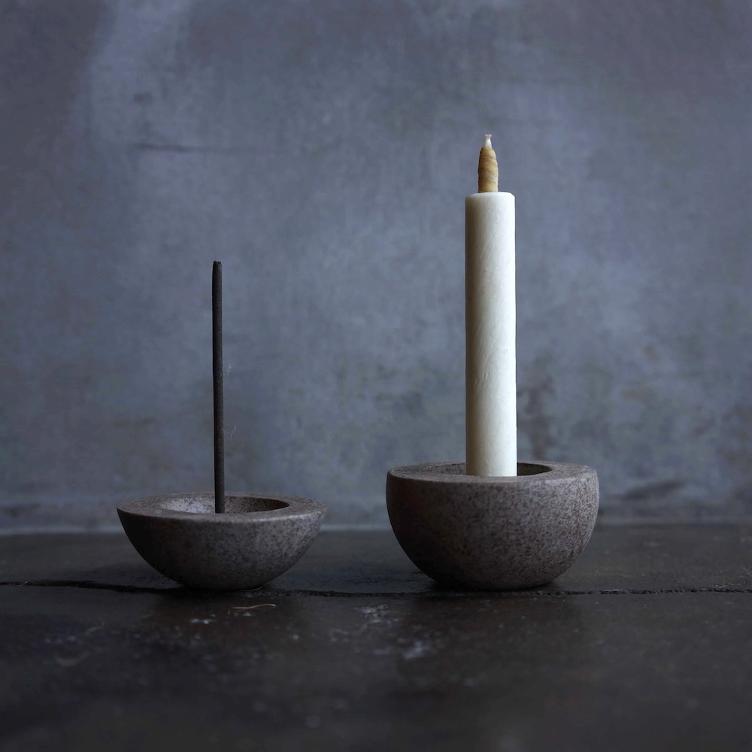 Candle & Incense Holder – Gray - 1