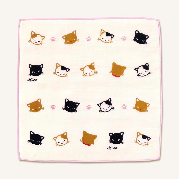 Handkerchief Towel – Cat pink - 0