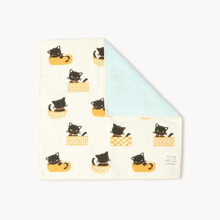 Handkerchief Towel - Cat blue